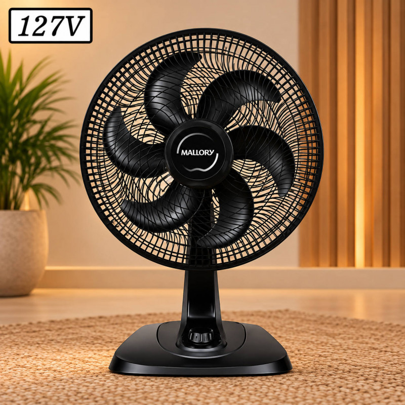 VENTILADOR MALLORY TURBO FRESH 2 EM 1 40CM 6 PAS 3 VEL 127V PRETO VENTILADOR MALLORY TURBO FRESH 2 EM 1 40CM 6 PAS 3 VEL 127V PRETO
