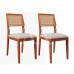 CJ MESA 04 CADEIRAS AGN ANNA RETANGULAR 116X80 C/VIDRO MADEIRA/OFF WHITE