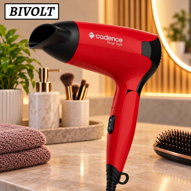 SECADOR DE CABELO CADENCE SEC185 ROUGE STYLE BIVOLT VERMELHO SECADOR DE CABELO CADENCE SEC185 ROUGE STYLE BIVOLT VERMELHO