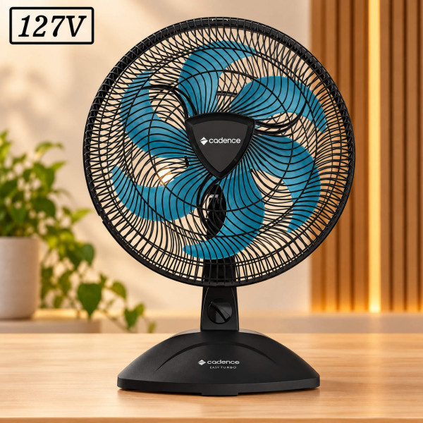 VENTILADOR CADENCE EROS TURBO VTR409 40CM 6 PAS 3 VEL 127V PRETO / AZUL VENTILADOR CADENCE EROS TURBO VTR409 40CM 6 PAS 3 VEL 127V PRETO / AZUL