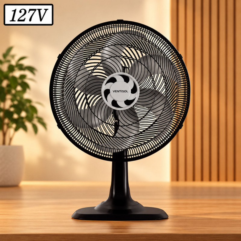 VENTILADOR VENTISOL MESA 40CM 6 PAS 3 VEL 127V PRETO VENTILADOR VENTISOL MESA 40CM 6 PAS 3 VEL 127V PRETO