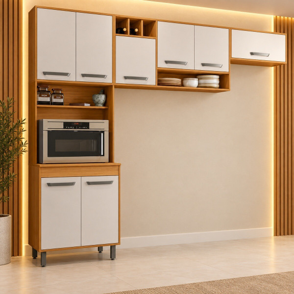 COZINHA POLIMAN COMPACTA MALTA FREIJO/OFF ACETINADO COZINHA POLIMAN COMPACTA MALTA FREIJO/OFF ACETINADO