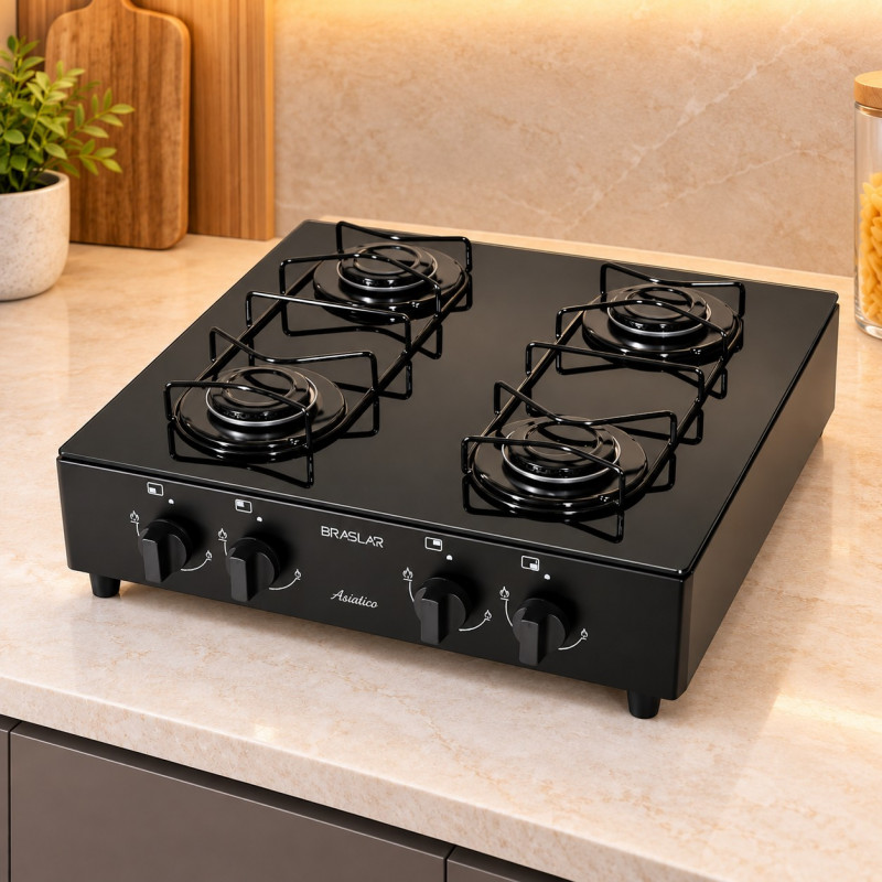 FOGAO 4B BRASLAR COOKTOP ASIATICO GLASS BLACK FOGAO 4B BRASLAR COOKTOP ASIATICO GLASS BLACK