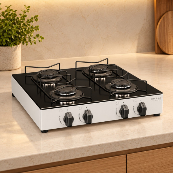 FOGAO 4B BRASLAR COOKTOP ASIATICO GLASS BRANCO FOGAO 4B BRASLAR COOKTOP ASIATICO GLASS BRANCO