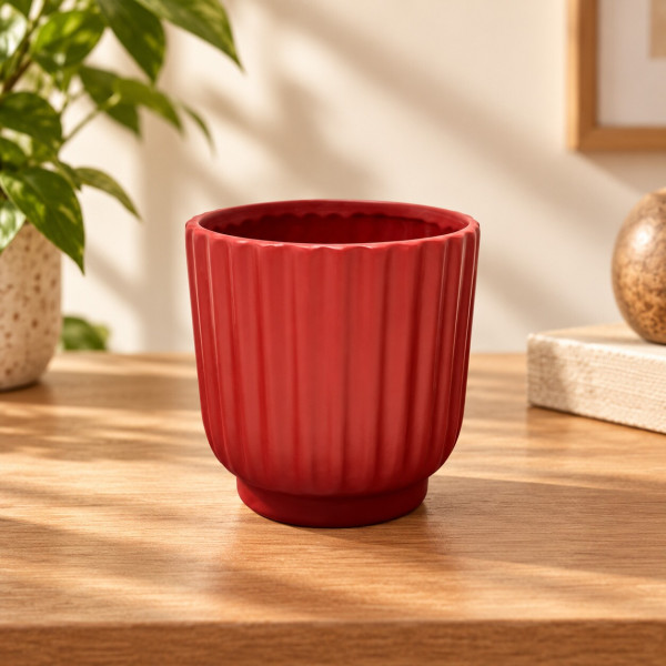 CACHEPOT CERAMICA ROMA PEQUENO 16CM CARMIM