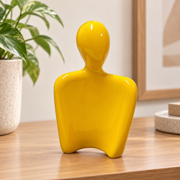 ESTATUA CERAMICA CARINHO P AMARELO