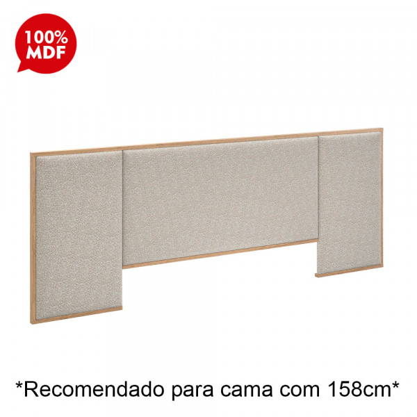 CABECEIRA DE CASAL ROBEL CONCEPT 1.58 C/2 PAINEIS LATERAIS ESTOFADA HANOVER/TEC BUCLE