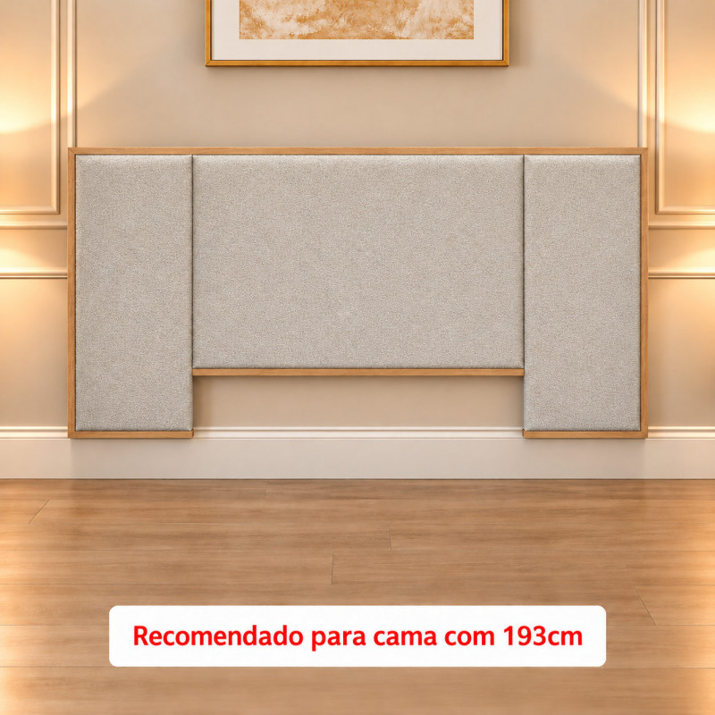 CABECEIRA DE CASAL ROBEL CONCEPT 1.93 C/2 PAINEIS LATERAIS ESTOFADA HANOVER/TEC BUCLE