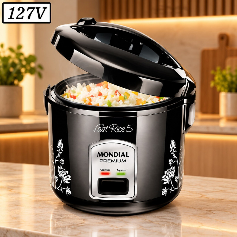 PANELA ELETRICA MONDIAL NPE-08-5X FAST RICE 5 PREMIUM 400W 127V PRETA PANELA ELETRICA MONDIAL NPE-08-5X FAST RICE 5 PREMIUM 400W 127V PRETA