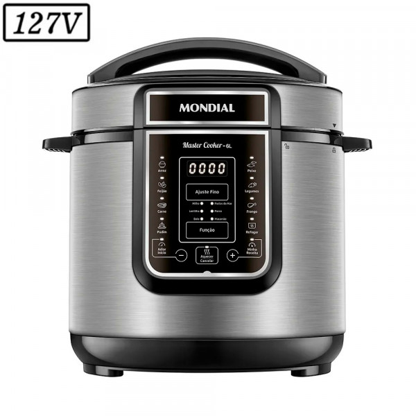 PANELA DE PRESSAO ELETRICA MONDIAL PE-60-6L-I DIGITAL MASTER COOKER 6L 1000W 127V PRETO/INOX