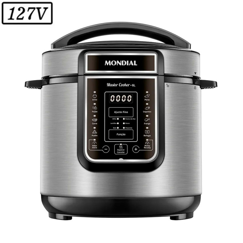 PANELA DE PRESSAO ELETRICA MONDIAL PE-60-6L-I DIGITAL MASTER COOKER 6L 1000W 127V PRETO/INOX