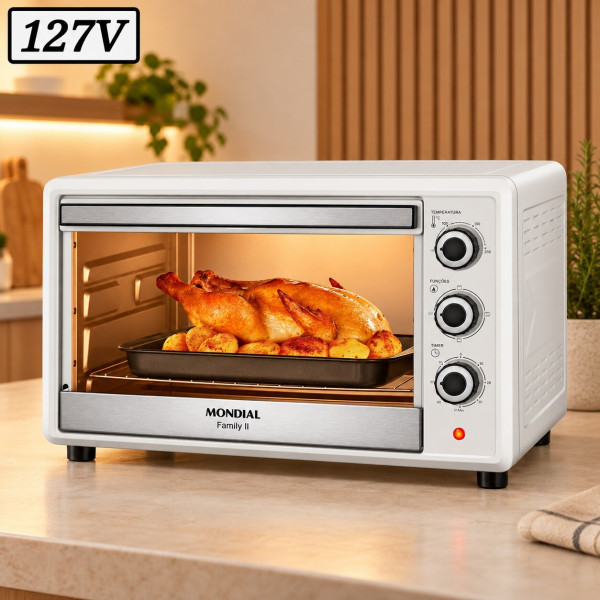 FORNO ELETRICO MONDIAL FRN-42-W FAMILY II 42L 1600W 127V BRANCO/INOX FORNO ELETRICO MONDIAL FRN-42-W FAMILY II 42L 1600W 127V BRANCO/INOX