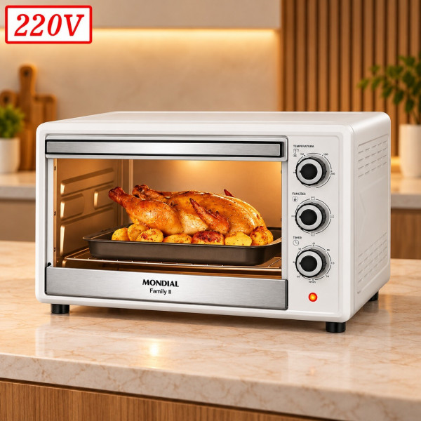 FORNO ELETRICO MONDIAL FRN-42-W FAMILY II 42L 1600W 220V BRANCO/INOX FORNO ELETRICO MONDIAL FRN-42-W FAMILY II 42L 1600W 220V BRANCO/INOX