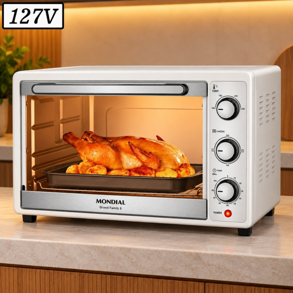 FORNO ELETRICO MONDIAL FRN-52-W GRAND FAMILY II 52L 1800W 127V BRANCO/INOX FORNO ELETRICO MONDIAL FRN-52-W GRAND FAMILY II 52L 1800W 127V BRANCO/INOX