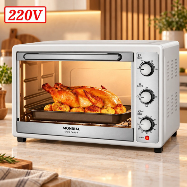 FORNO ELETRICO MONDIAL FRN-52-W GRAND FAMILY II 52L 1800W 220V BRANCO/INOX FORNO ELETRICO MONDIAL FRN-52-W GRAND FAMILY II 52L 1800W 220V BRANCO/INOX