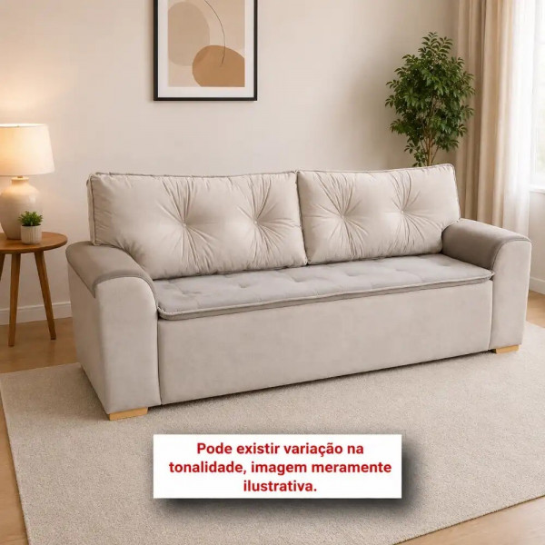 ESTOFADO MALU 3 LUGARES PARMA CASTOR VELUDO