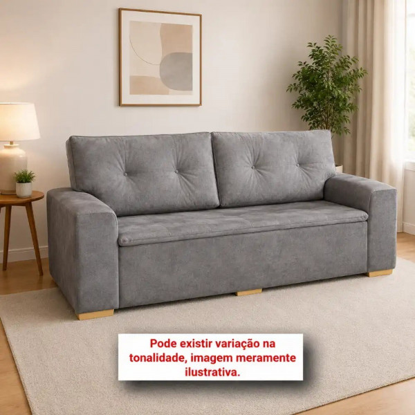 ESTOFADO MALU 3 LUGARES PARMA GRAFITE VELUDO