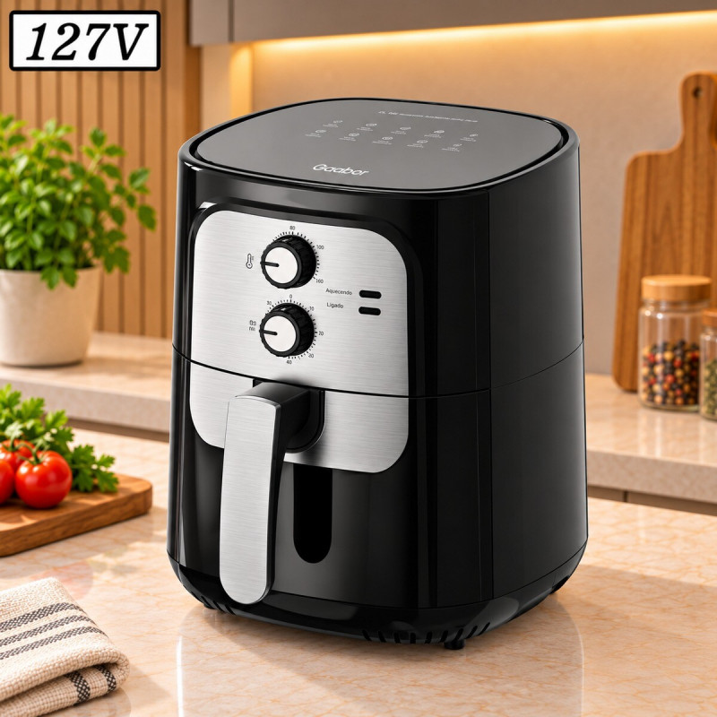 FRITADEIRA 5,5L GAABOR AIR FRYER VINTAGE AF-65M01AS 1400W 127V PRETO/PRATA FRITADEIRA 5,5L GAABOR AIR FRYER VINTAGE AF-65M01AS 1400W 127V PRETO/PRATA