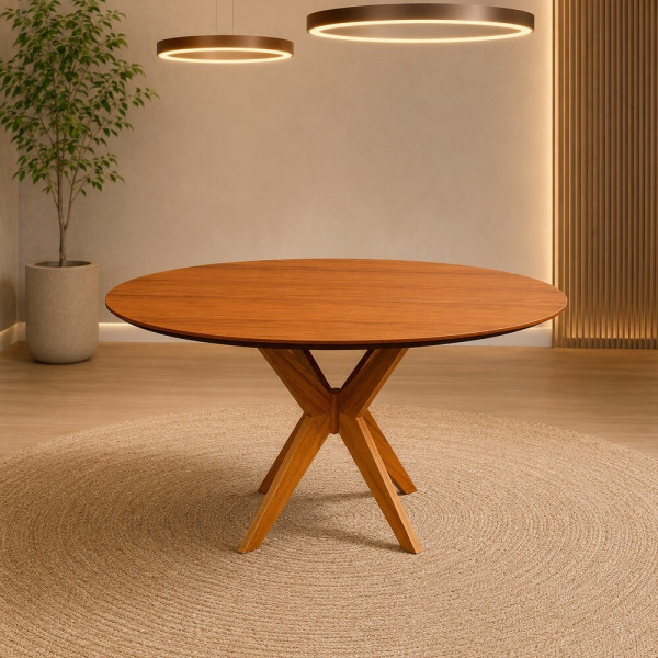 MESA AGN VITORIA REDONDA 90CM TAMPO LAMINADO MADEIRA