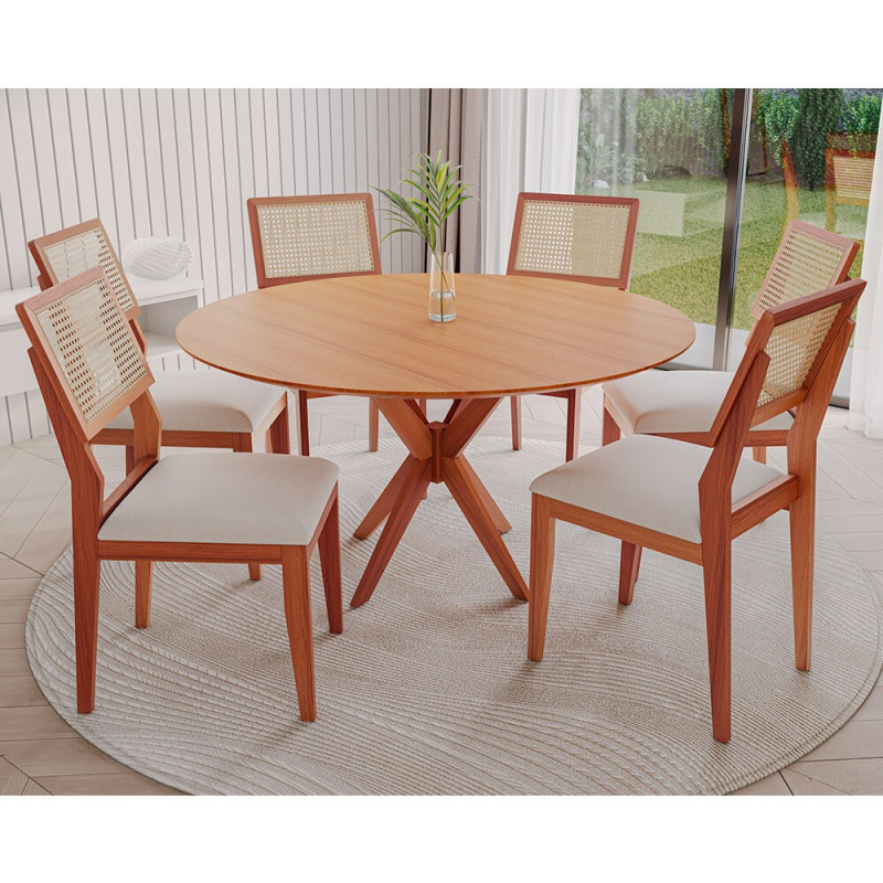 CJ MESA 4C AGN VITORIA REDONDA 130CM TAMPO LAMINADO CAD LARISSA MADEIRA CJ MESA 4C AGN VITORIA REDONDA 130CM TAMPO LAMINADO CAD LARISSA MADEIRA