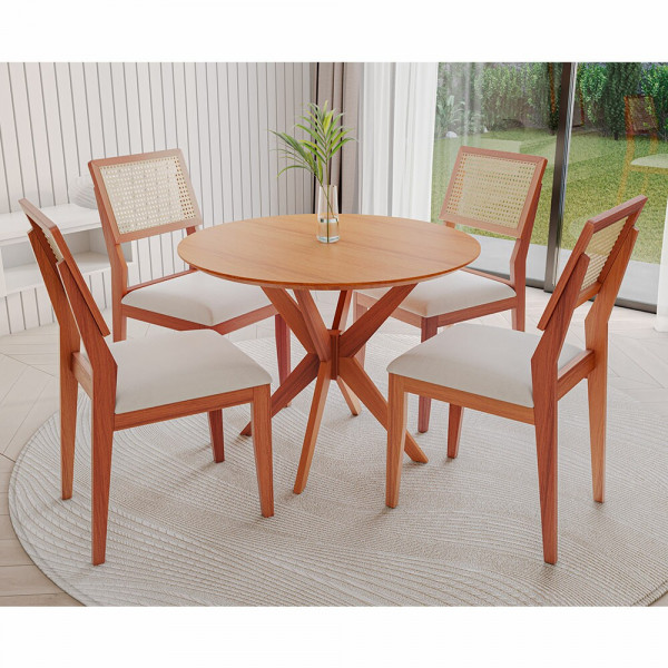 CJ MESA 4C AGN VITORIA REDONDA 90CM TAMPO LAMINADO CAD LARISSA MADEIRA CJ MESA 4C AGN VITORIA REDONDA 90CM TAMPO LAMINADO CAD LARISSA MADEIRA