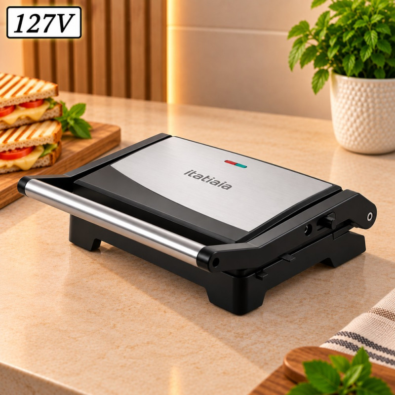 GRILL ITATIAIA ESSENCIAL 1000W 127V INOX/PRETO GRILL ITATIAIA ESSENCIAL 1000W 127V INOX/PRETO