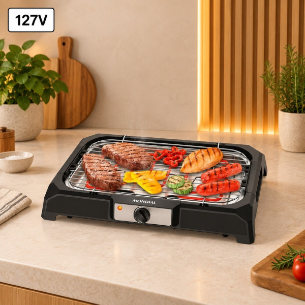 CHURRASQUEIRA ELETRICA MONDIAL CH-05 1800W 127V PRETA CHURRASQUEIRA ELETRICA MONDIAL CH-05 1800W 127V PRETA