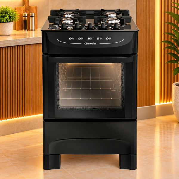 FOGAO 4B MUELLER MFV4BB MESA VIDRO PRETO