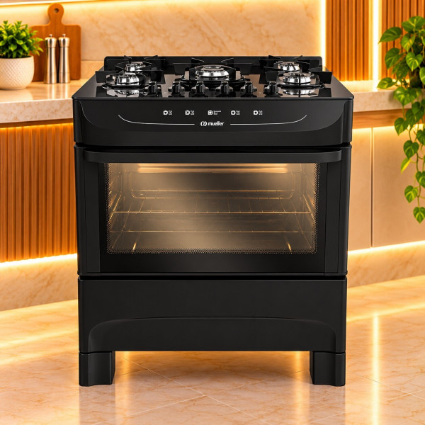 FOGAO 5B MUELLER MFV5BB MESA VIDRO PRETO FOGAO 5B MUELLER MFV5BB MESA VIDRO PRETO