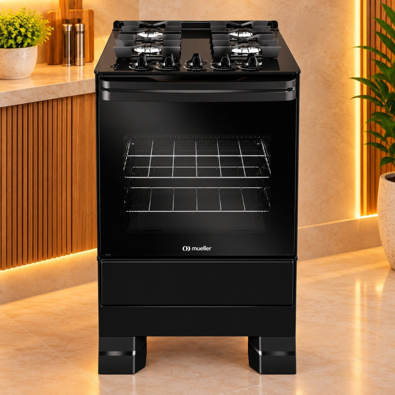 FOGAO 4B MUELLER MFV4BF MESA VIDRO PRETO FOSCO FOGAO 4B MUELLER MFV4BF MESA VIDRO PRETO FOSCO
