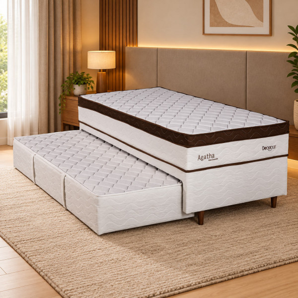 CJ BASE BOX/COLCHAO 88X188X68 DESIGN AGATA MOLAS ENSACADAS C/AUXILIAR