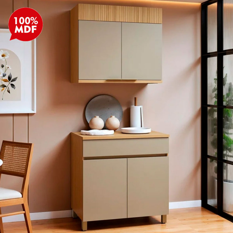 KIT 4P 1G NESHER REALEZA PREMIUM 80CM CARVALHO/GREIGE 501234