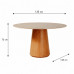 MESA IMCAL ZARA 1.35 C/VIDRO REDONDA OFF WHITE/CINAMOMO