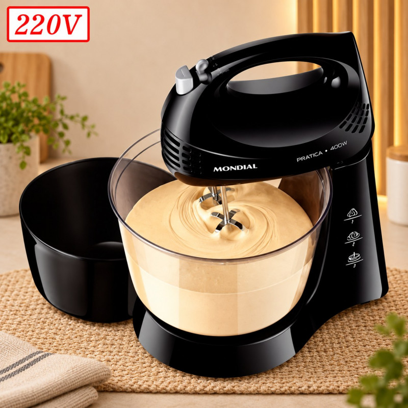 BATEDEIRA MONDIAL B-45-B 2 TIGELAS 3 VEL 400W 220V PRETO