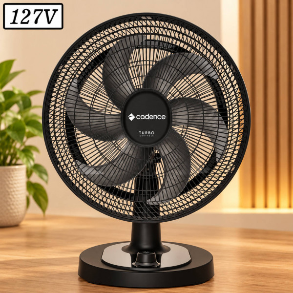 VENTILADOR CADENCE TURBO CONFORTO VTR470 42CM 6 PAS 3 VEL 127V PRETO VENTILADOR CADENCE TURBO CONFORTO VTR470 42CM 6 PAS 3 VEL 127V PRETO