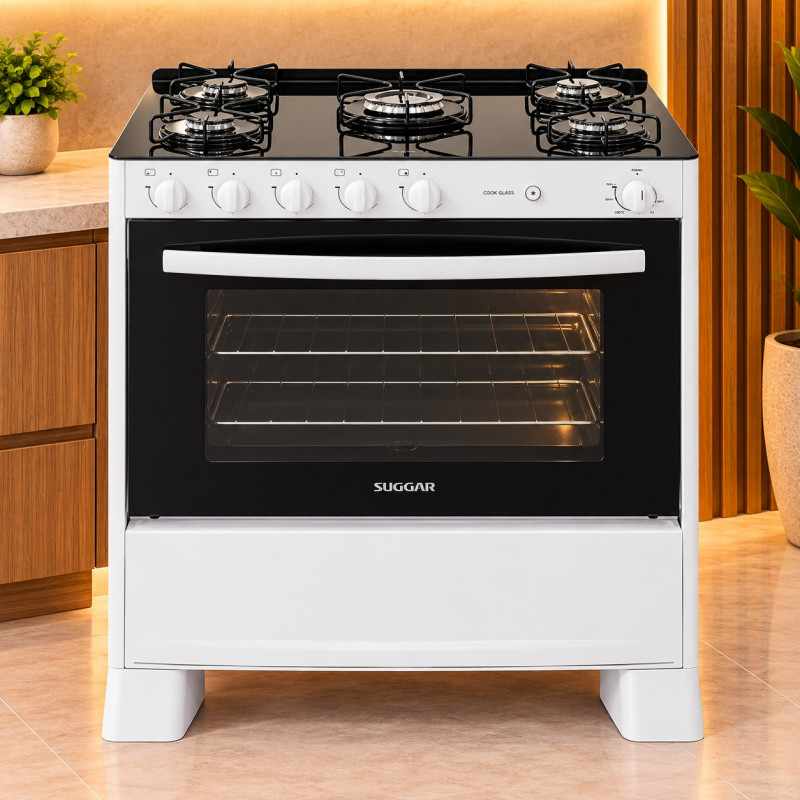FOGAO 5B SUGGAR COOK GLASS MESA VIDRO BRANCO FGVCG510BR FOGAO 5B SUGGAR COOK GLASS MESA VIDRO BRANCO FGVCG510BR