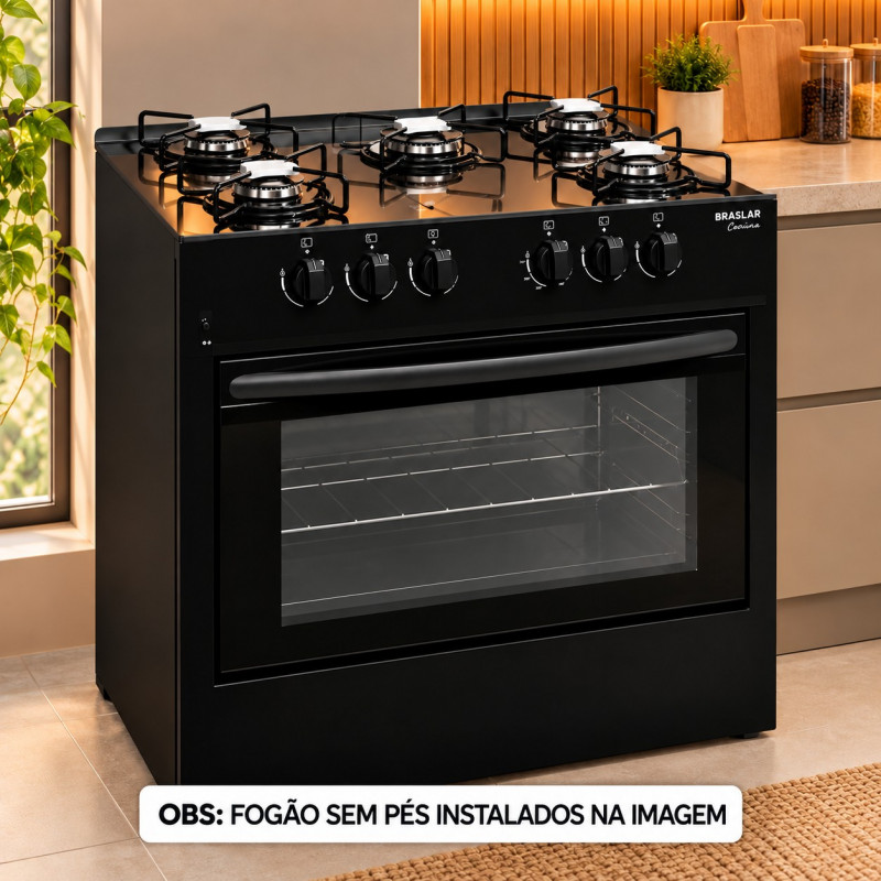FOGAO 5B BRASLAR CARINA FRONT MESA VIDRO BLACK FOGAO 5B BRASLAR CARINA FRONT MESA VIDRO BLACK
