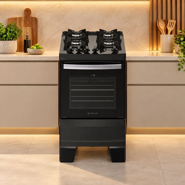 FOGAO 4B ATLAS AGILE UP MESA VIDRO PRETO 25 FOGAO 4B ATLAS AGILE UP MESA VIDRO PRETO 25