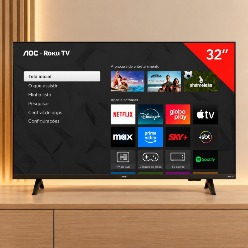 SMART TV AOC 32S5155/78G DLED 32" ROKU 3 HDMI 1 USB WIFI INTEGRADO SMART TV AOC 32S5155/78G DLED 32" ROKU 3 HDMI 1 USB WIFI INTEGRADO