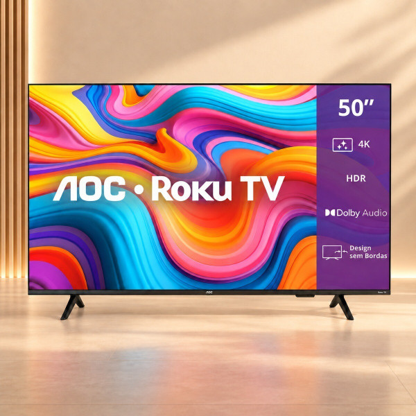 SMART TV AOC 50U7066/78G DLED 50" 4K ROKU 4 HDMI 1 USB WIFI INTEGRADO SMART TV AOC 50U7066/78G DLED 50" 4K ROKU 4 HDMI 1 USB WIFI INTEGRADO