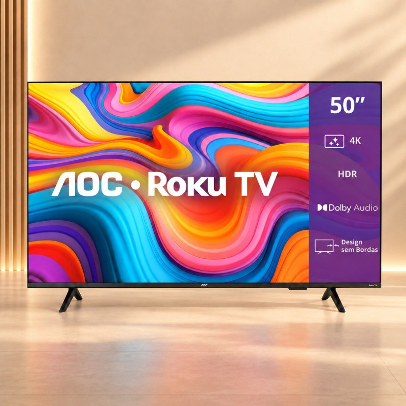 SMART TV AOC 50U7066/78G DLED 50" 4K ROKU 4 HDMI 1 USB WIFI INTEGRADO SMART TV AOC 50U7066/78G DLED 50" 4K ROKU 4 HDMI 1 USB WIFI INTEGRADO