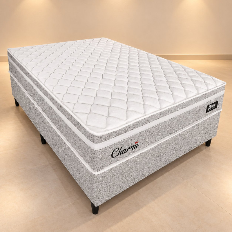 CJ BASE BOX/COLCHAO 138X188X66 DESIGN CHARM MOLAS ENSACADAS CHAPISCADO CINZA CJ BASE BOX/COLCHAO 138X188X66 DESIGN CHARM MOLAS ENSACADAS CHAPISCADO CINZA