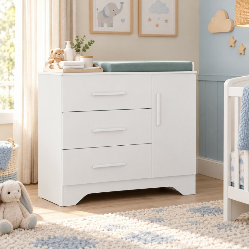 COMODA 3G 1P. ABRIR LISA PEROBA POPY RETRO BRANCO BRILHO COMODA 3G 1P. ABRIR LISA PEROBA POPY RETRO BRANCO BRILHO